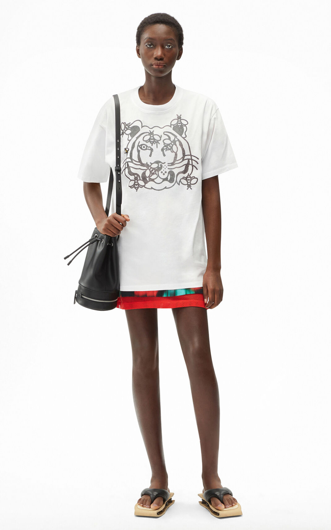 T Shirt Kenzo Bee a Tiger oversize Femme Blanche | DMGI-86524